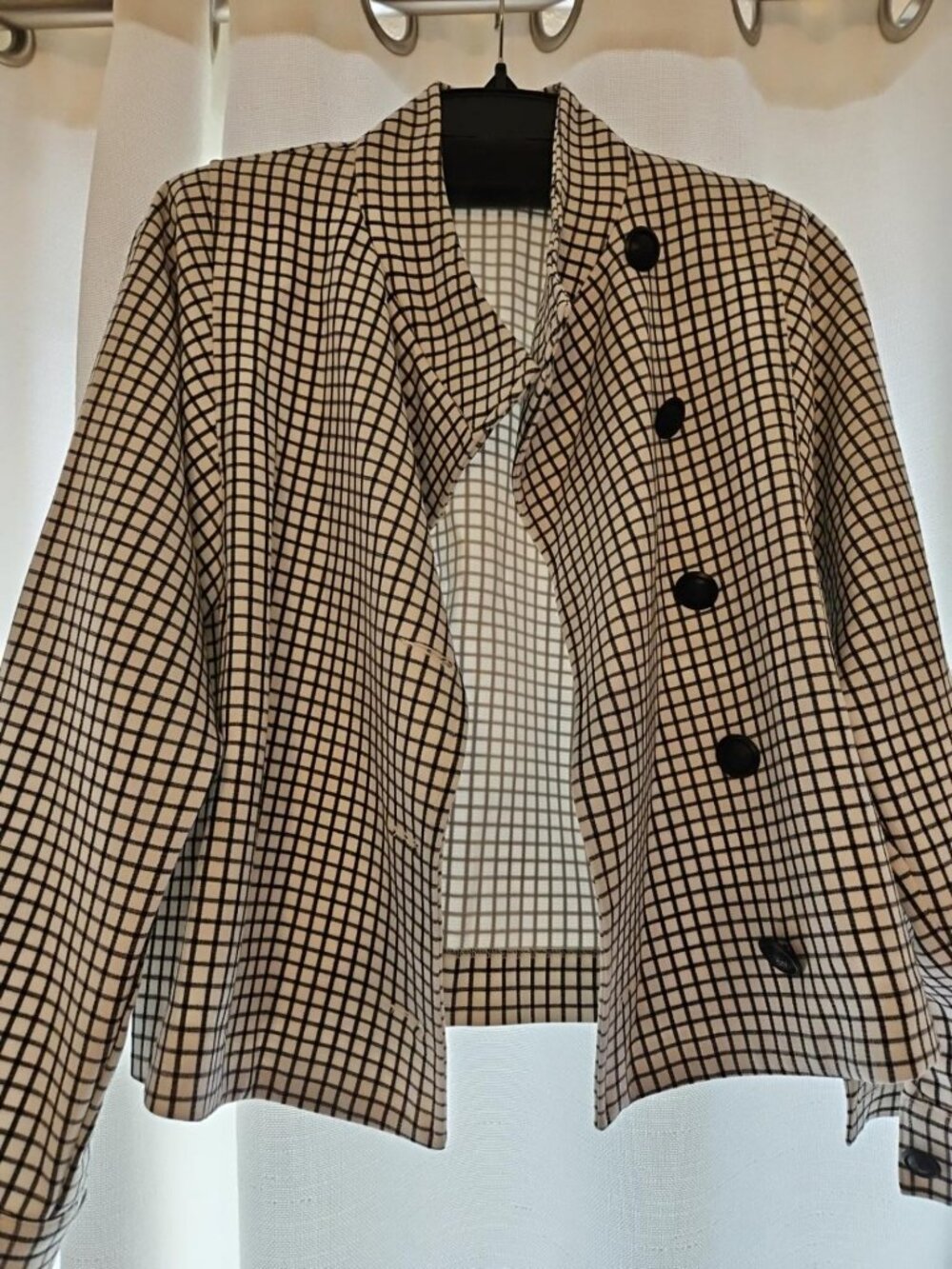 Cabi Windowpane Jacket #3173 XS NWT Fall 2016 Osaka Nights Black White